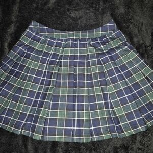 Chic Plaid Mini Skirt in Blue and Green